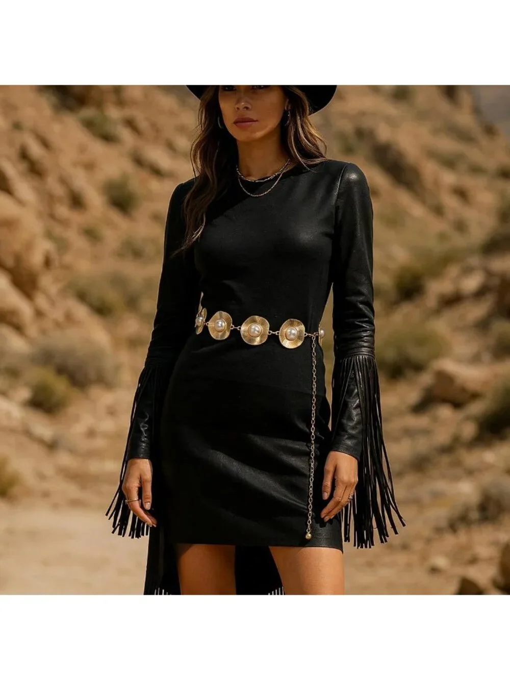 Chic Women's Pearl Waist Chain & Metal Chunky Belt for Dresses & Outfits